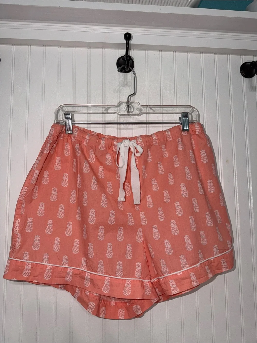 J Crew Cotton Short Slv XL Pajamas & Shorts Peach w/ Pineapple Print EUC - Picture 6 of 10